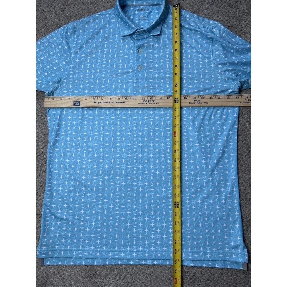 Johnnie‎ O Polo Shirt Mens L Golf Ibiza Blue Martini Shaker Performance Preppy